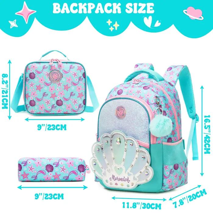 Sacs à dos scolaires Meetbelify pour filles et garçons, sac à dos avec sac à déjeuner pour les élève