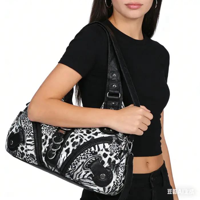 Sac à main pour femme Angel Kiss, motif léopard, sac à bandoulière, sac à poignée supérieure, sacoch