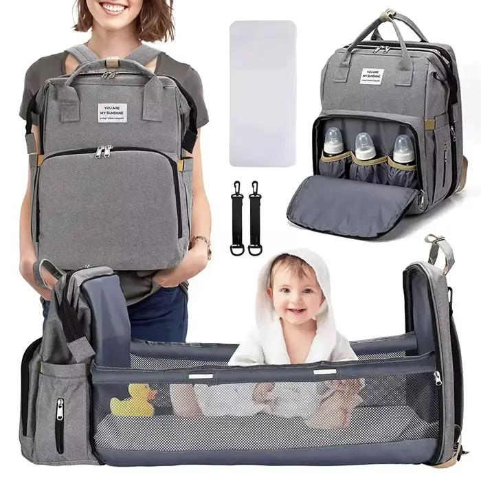 Sac à couches pliable, sacs de lit pour bébé, sac à dos de voyage pour berceau avec Station à langer