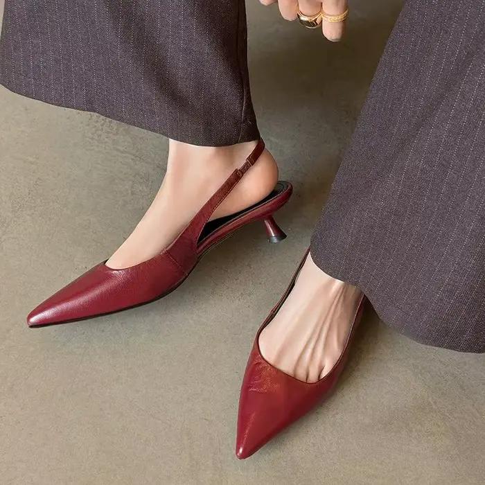 MORAZORA – sandales en cuir véritable pour femmes, grande taille 34-42, chaussures à bout pointu, à