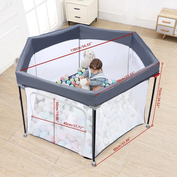Parc pour bébé pliable hexagonal robuste, parc de jeu de sécurité pour les tout-petits, maille douce