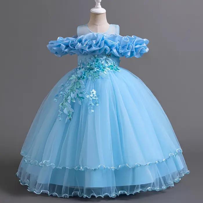 Robes de demoiselle d'honneur en tulle pour filles, robes de princesse, nœud de fille, costume de No