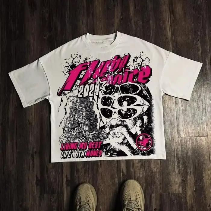 T-shirt graphique hommes femmes haut Vintage Hip Hop Streetwear surdimensionné T-shirt à manches cou
