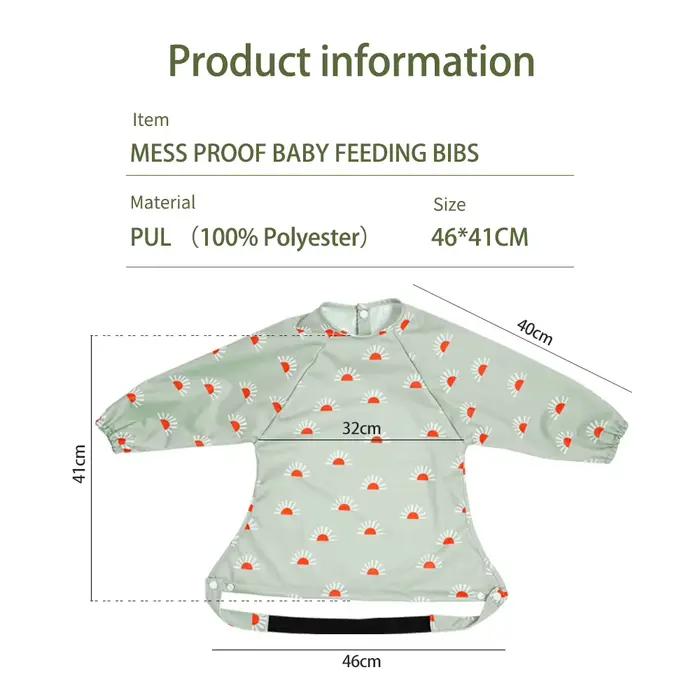 Elinfant-Bavoir en Polyester Imperméable à Manches sulfpour Bébé, Design lèvent à Pression Imprimés