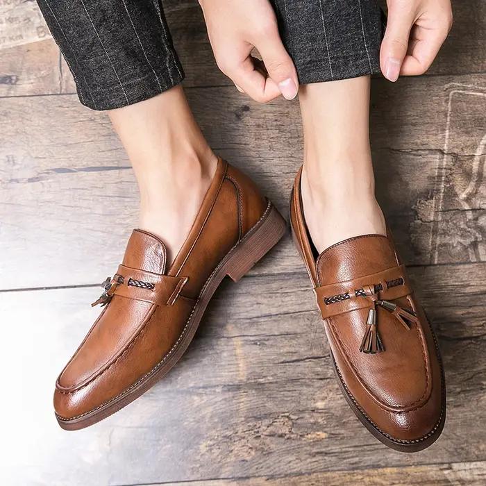 Mocassins décontractés pointus pour hommes, chaussures à franges ald-on, l'offre elles de boeuf, cha