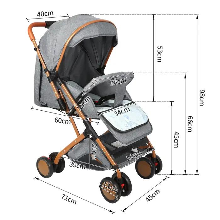 Poussette bébé, chariot avec moustiquaire, jusqu'à 20 kg, avec panier de rangement, 4 roues, pousset