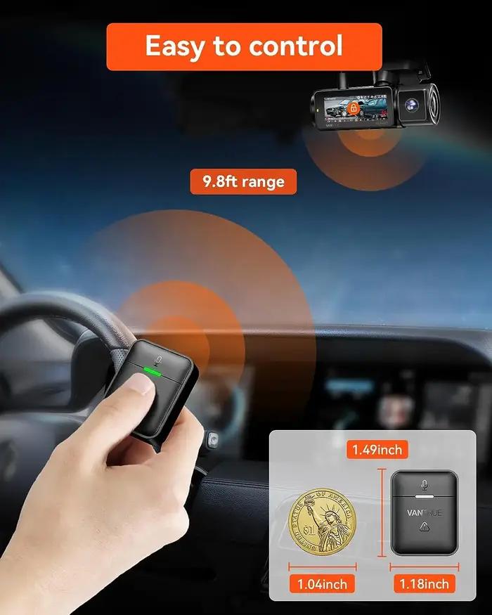 Vantrue-Télécommande sans fil avec verrouillage rigour, portée de 9,8 pieds, audio instantané, Vanes