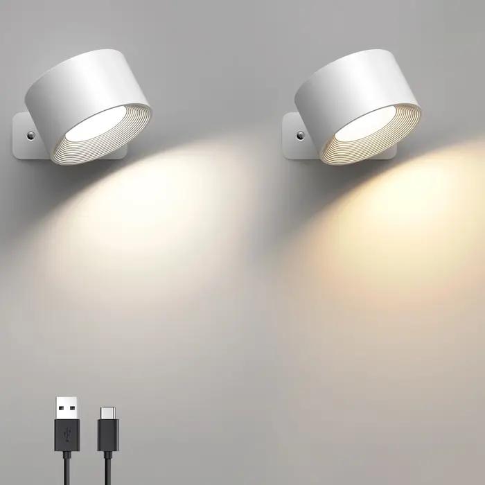 Murale Interieur, Lampe Murale Touch LED avec Port de Charge USB Contrôle Tactile, 3 Niveaux de Lumi