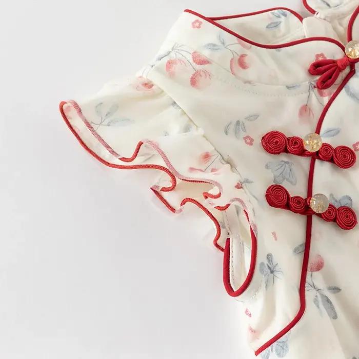 Dave Bella robes pour enfants printemps automne filles douce maille jupe Style chinois vêtements d'e
