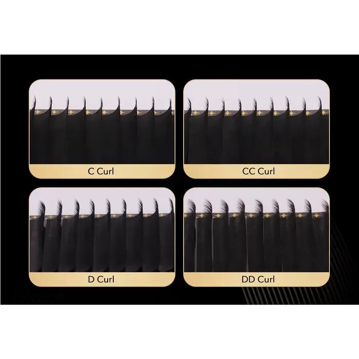 Lot de 10 plateaux d'extensions de cils en cachemire, noir mat, volume individuel, 5-25mm, 0.03 0.05