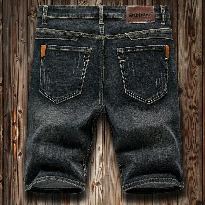Shorts en jean d'été pour hommes, pantalon en denim extensible bleu foncé, design tendance, jeans sl