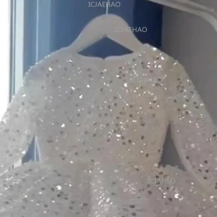 Robe de princesse blanche à sequins pour enfants, tenue de cérémonie pour filles, robe de demoiselle