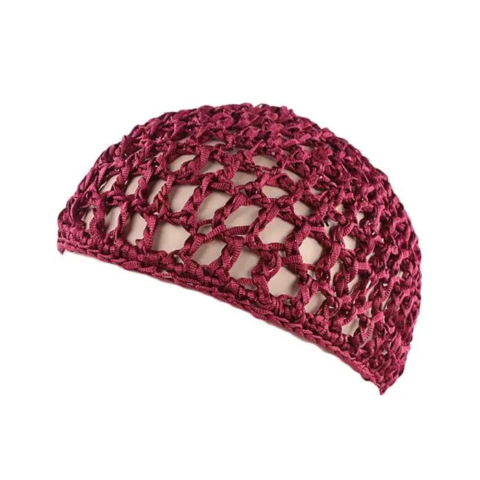 Filet à cheveux en maille pour femmes, bonnets de perruque noirs, bonnet au Crochet fait à la main,