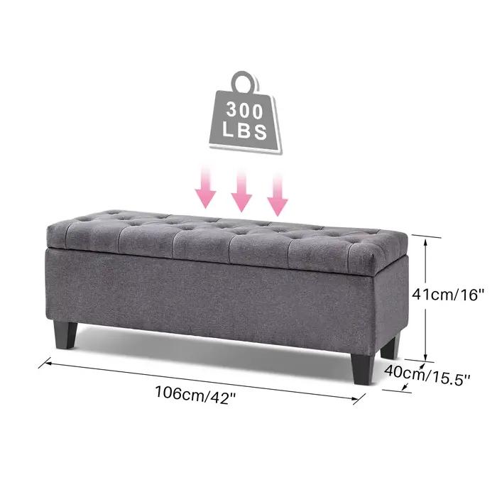 Redlife-Banc de Rangement 42 en Vrac, Tabouret avec Couvercle Rabattable, Charnière de Sécurité, 66