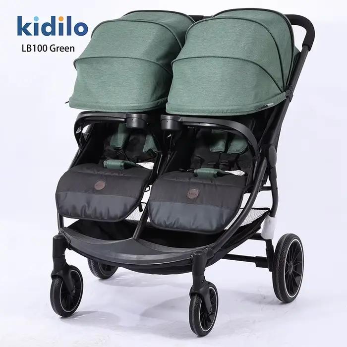 La poussette double tout-en-un peut s'asseoir ou s'allonger, poussette pour bébé légère et pliable a