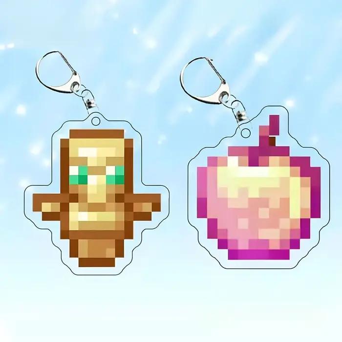 Porte-clés Totem d'épée en diamant indiqué, oeil de pomme dorée enchantée, modèle de pioche, jouets