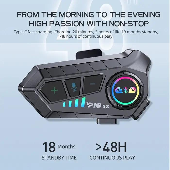 Kebidumei YP10 2X sans fil Bluetooth5.3 casque de moto Interphone casque étanche 300 m Intercomunica