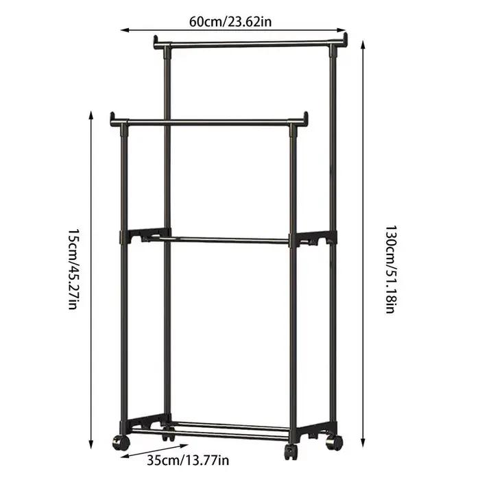 Cintre mobile à roulettes pour chambre à coucher, vêtements doubles, rapport Everthe, vêtements T1 a