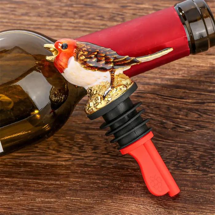 Décor d'oiseau coloré 2 en 1, verseur et bouchon de bouteille de vin, bouchon de bouteille d'animal