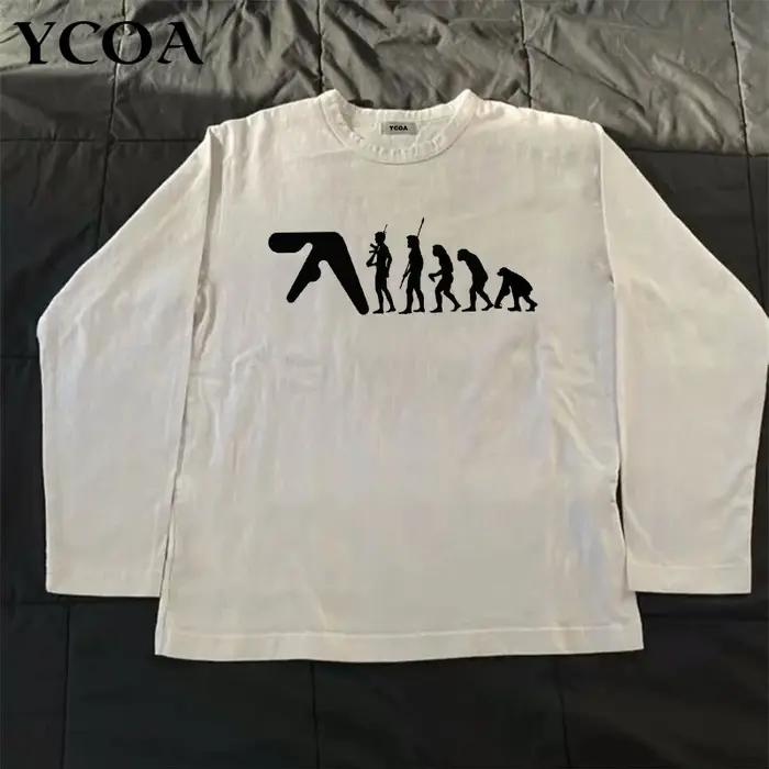 Aphex Twin T-Shirt homme coton automne graphique surdimensionné esthétique mode coréenne à manches l