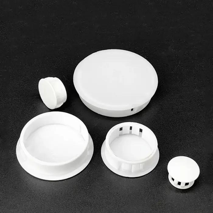 Couvercle de bouchon rond en Nylon blanc à trou encliquetable, couvercle de câble mural de bureau, t
