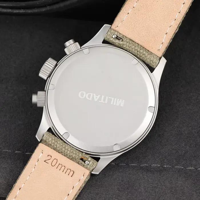 Militado ML1868KF rétro VK67 montre chronographe à Quartz boîtier en acier inoxydable 3 cadran étanc