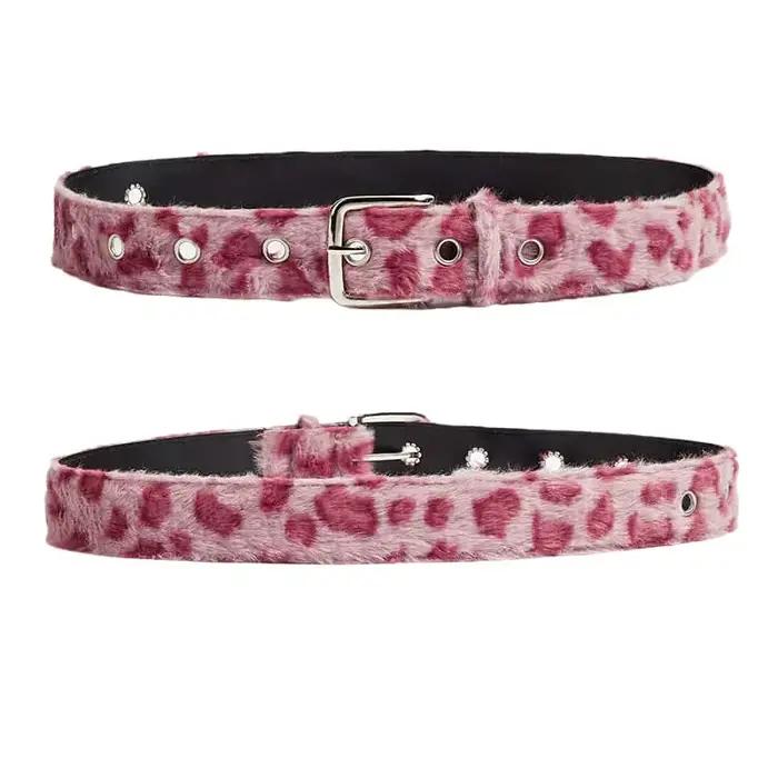Ceinture en peluche rose pour femmes, tendance Y2k, accessoires pour jeans polyvalents, boucle ardil