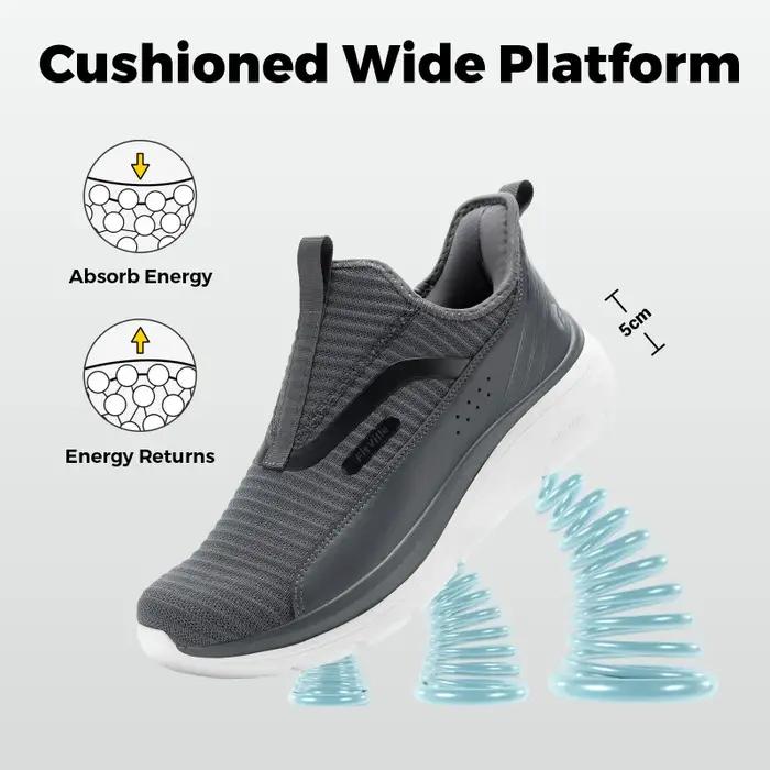 FitVille Chaussures de marche pour hommes à enfiler, coupe large, largeur extra large, haute résilie