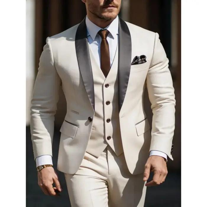 Ensemble de costume 3 pièces pour homme : veste, gilet et pantalon, costumes de cérémonie, de mariag