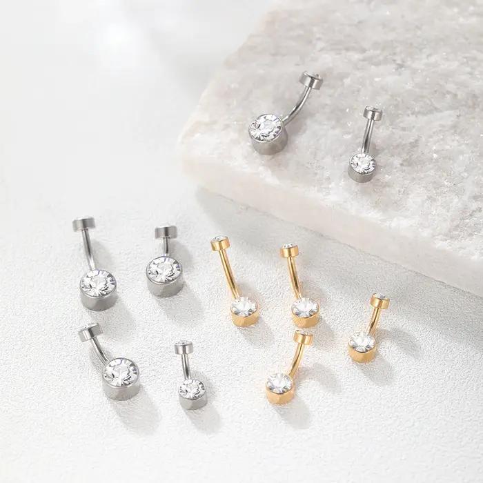 5/10 pièces anneau de nombril en titane 14G 6mm 8mm 10mm 12mm bijoux de perçage de ventre avec zirco