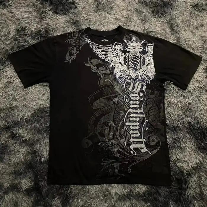 Classique Y2K Style gothique T-shirt imprimé surdimensionné T-shirt haute rue chemises gothique col
