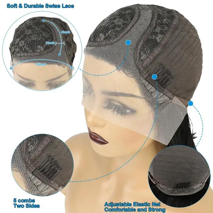 Perruques de cheveux humains brésiliens pré-plumés pour femmes, partie latérale, perruque Bob, docum