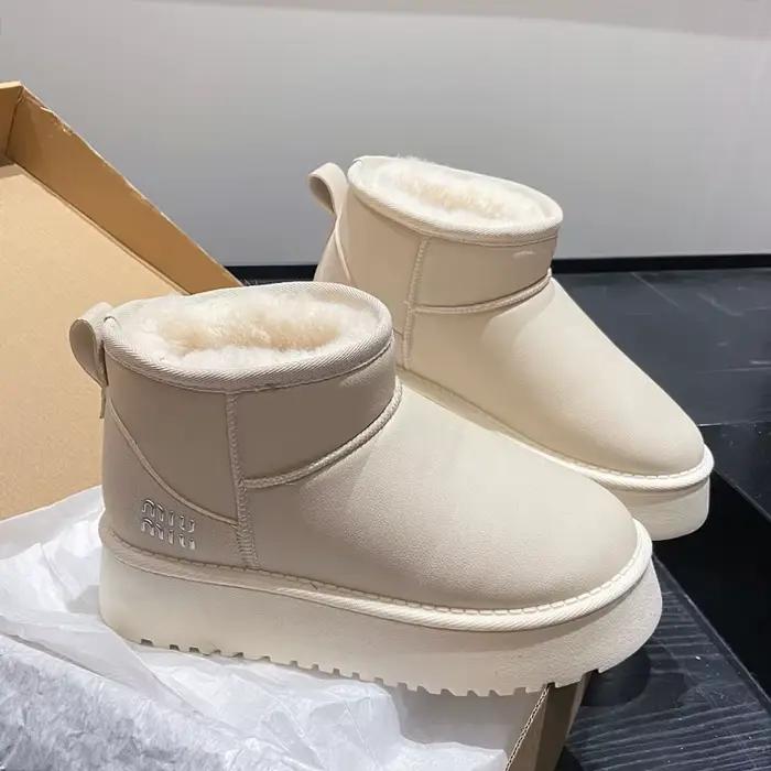 Bottes de neige à semelles épaisses pour femmes, chaussures d'hiver imperméables à Tube court en cot