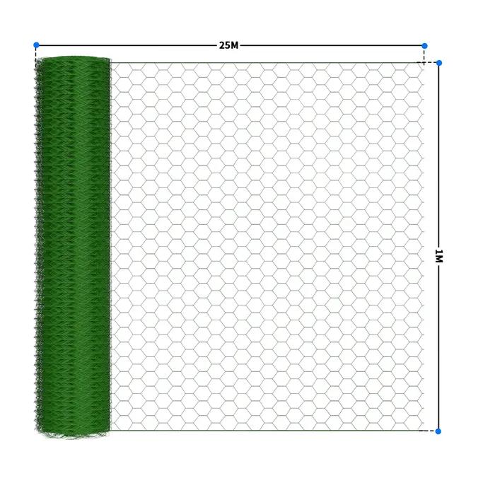 Maille hexagonale 25m, treillis métallique de clôture haute, treillis métallique de 25mm, revêtement