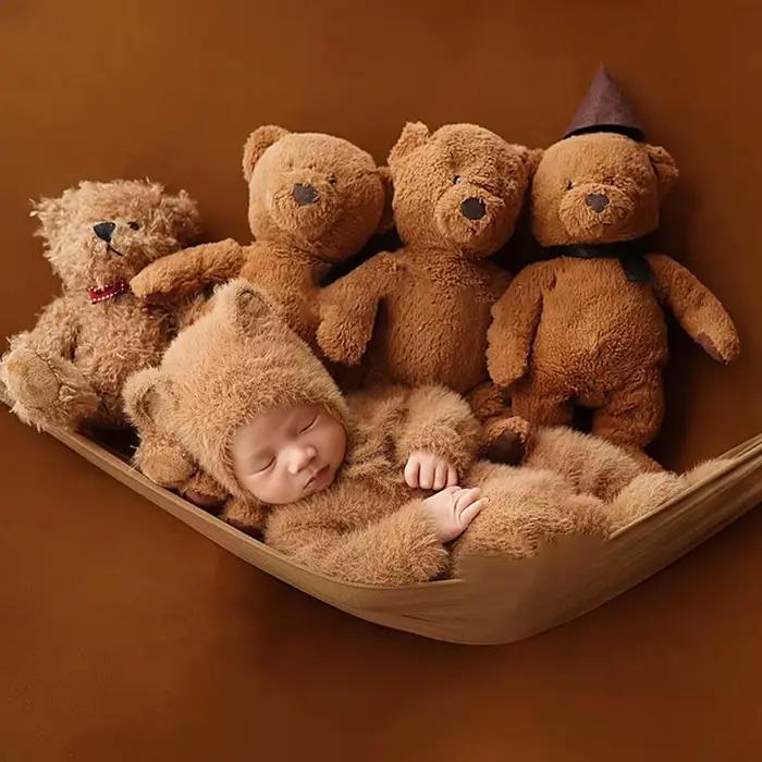 Poupées ours en peluche pour nouveau-né, accessoires de pose de photographie, arrière-plan de poupée