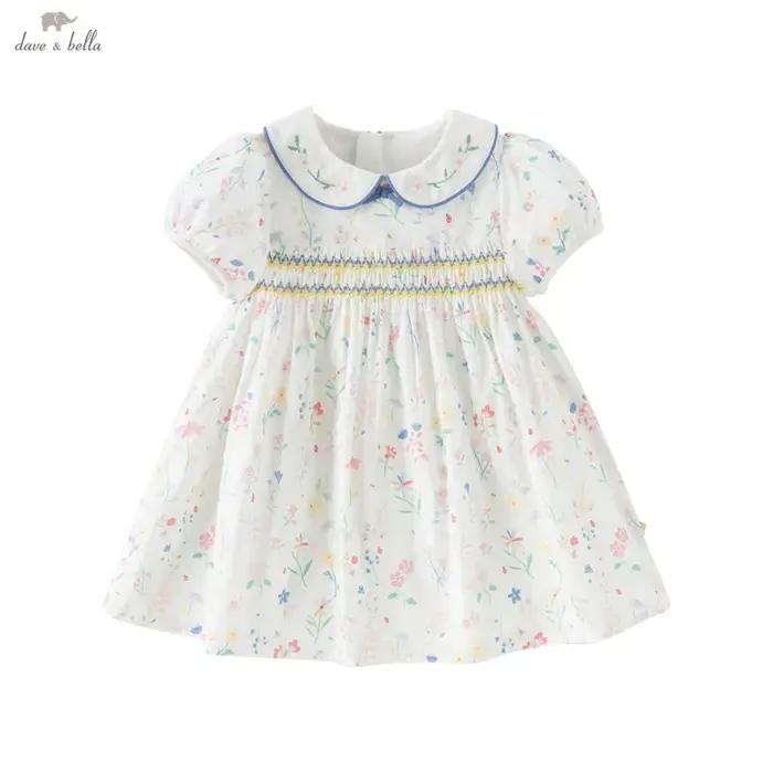 Dave Bella été filles bébé princesse robe charme élégant mignon imprimé fleuri enfants coton robe fê