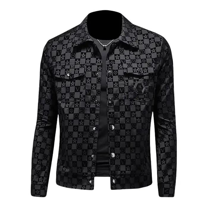 Veste à revers à fleurs foncées pour hommes, grande taille, coupe cintrée, décontractée, tendance, b