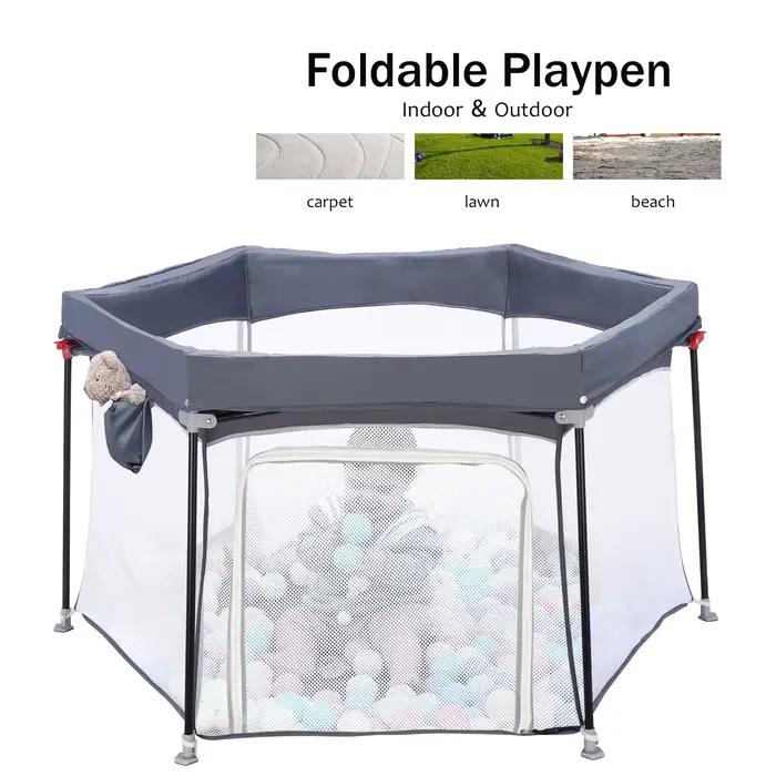 Parc pour bébé pliable hexagonal robuste, parc de jeu de sécurité pour les tout-petits, maille douce