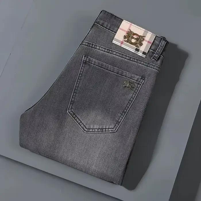 Jean pour homme, coupe slim élastique, jambe droite légère, denim haut de gamme, pantalon long en de