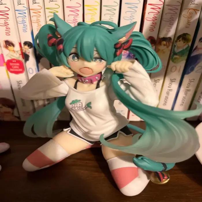 Hatsune Miku bureau figurine mignonne 11 cm Neko T-Shirt Ver. Figurine d'anime Kawaii fille modèle j