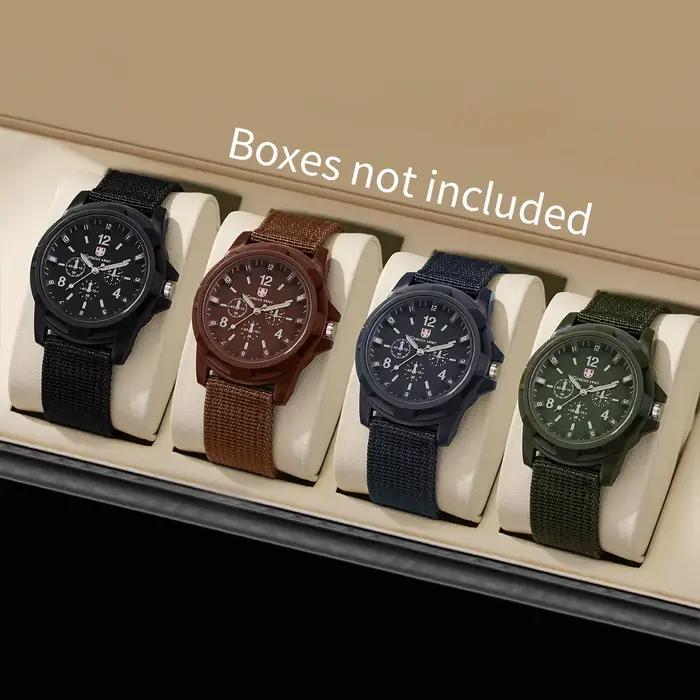 4 pièces hommes montres militaires ensemble Sport décontracté montre à Quartz bracelet en Nylon mâle