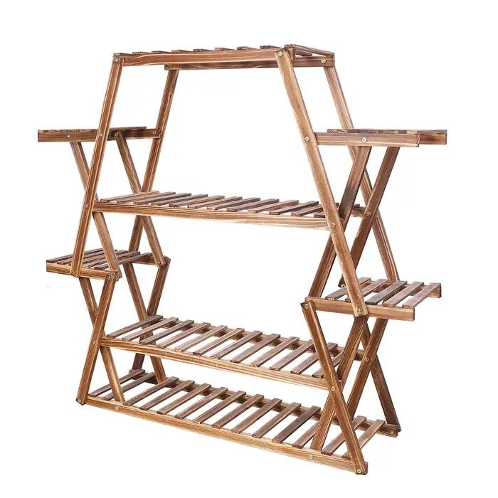 Grand support triangulaire pour plantes en bois, support de Pot de fleur d'intérieur à 6 niveaux, pr