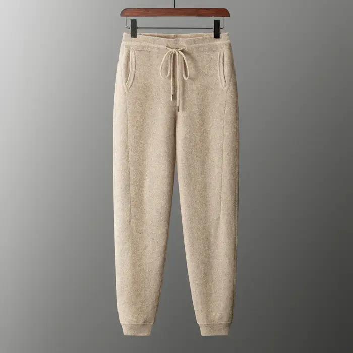 Cardigan pantalon en laine mérinos pour homme, pull en tricot, veste épaisse à fermeture éclair, pan