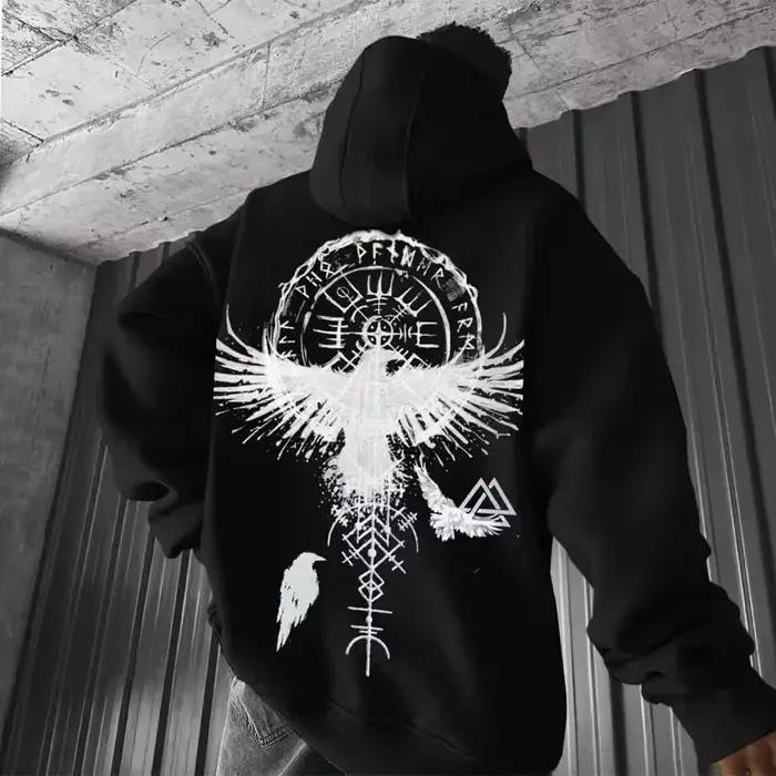 2025 Totem Viking Eagle Print Y2K hommes à manches longues sweat à capuche automne hiver quotidien e
