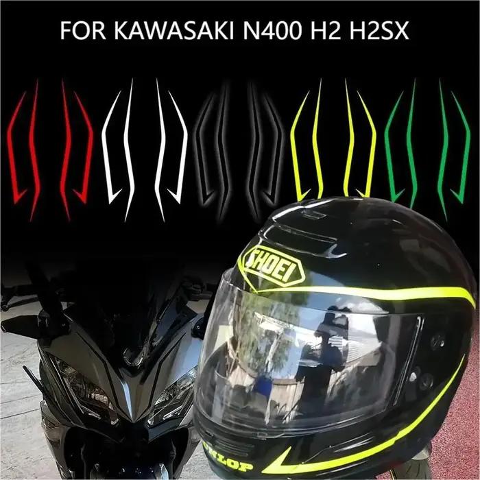 Autocollants à rayures réfléchissantes pour casque de moto, pour Kawasaki N400 H2 H2SX, Texture corp