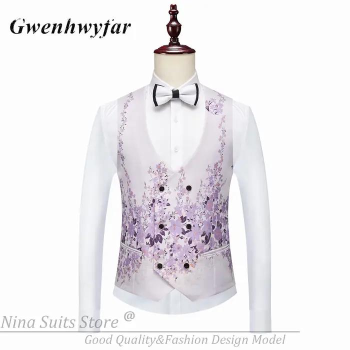 Costume Homme G&N Nouvelle Série 2026 – Blazer et Smoking 3 Pièces à Motif Floral Lilas Magnifique –
