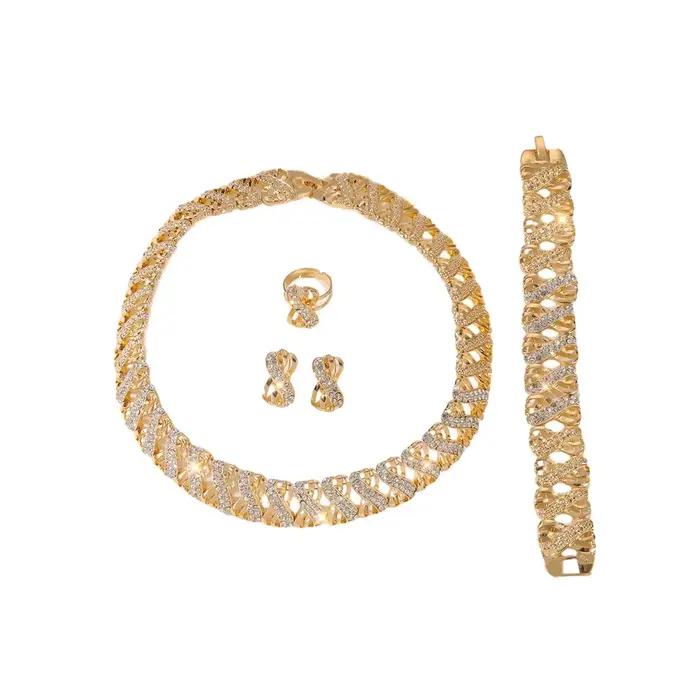 Ensemble de bijoux plaqués or 18 carats, collier ras du cou africain de dubaï, boucles d'oreilles, b