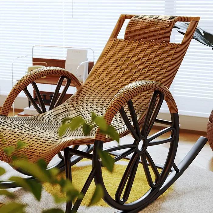 Chaise à bascule en rotin chaise inclinable adulte chaise inclinable à bascule balcon maison loisirs