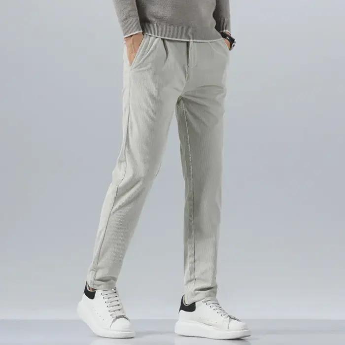 Pantalon décontracté en velours côtelé pour homme, collection Printemps-Automne 2026, coupe droite é