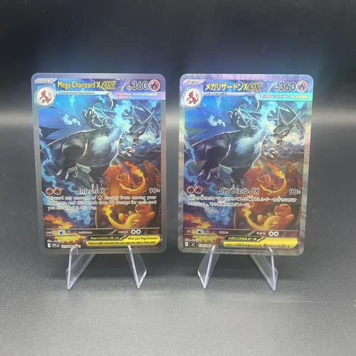 1 pièces bricolage auto-fait PTCG Mega Charizard X Version japonaise et Version anglaise réfractive